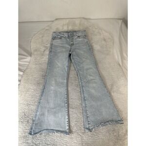 American Eagle Super High Rise Flare Light Wash Jeans Size 6 Stretch